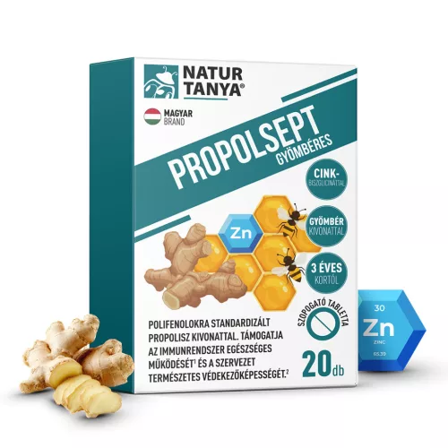 Natur Tanya® PROPOLSEPT GYÖMBÉRES - Propoliszos 20db szopogató tabletta