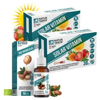   Natur Tanya Bőrtámogató SOLAR VITAMIN (2db) + Argán Olaj (1db)  Közeli lejárat: 2026.11.21 Csomag