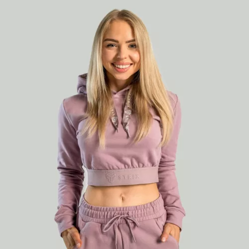 Essential Cropped Mauve női kapucnis pulóver - L - lila - STRIX - GymBeam