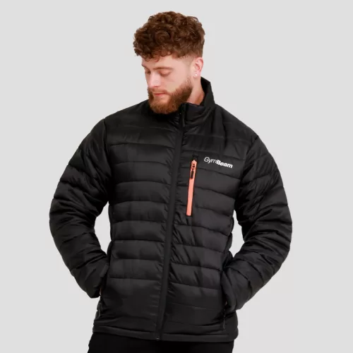 Puffer férfi kabát Black/Orange - S - fekete - GymBeam