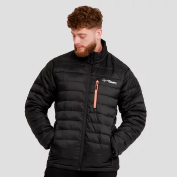 Puffer férfi kabát Black/Orange - L - fekete - GymBeam
