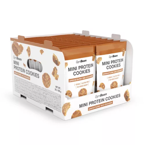 Mini Protein Cookies - 20 x 100 g - mogyoróvaj-csoki - GymBeam