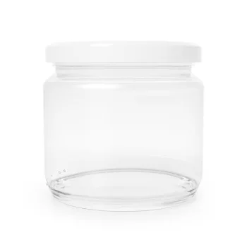 Üvegedény fém fedéllel - 380 ml - átlátszó - GymBeam