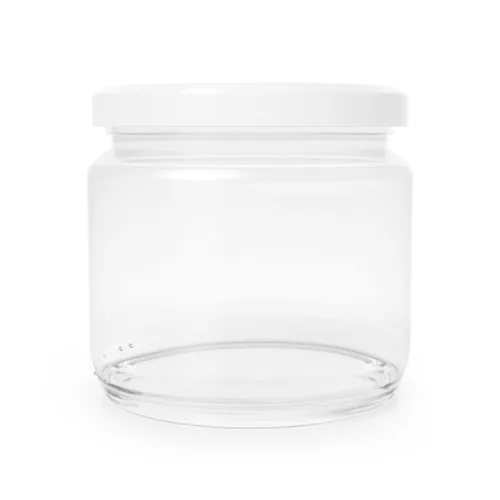 Üvegedény fém fedéllel - 380 ml - átlátszó - GymBeam