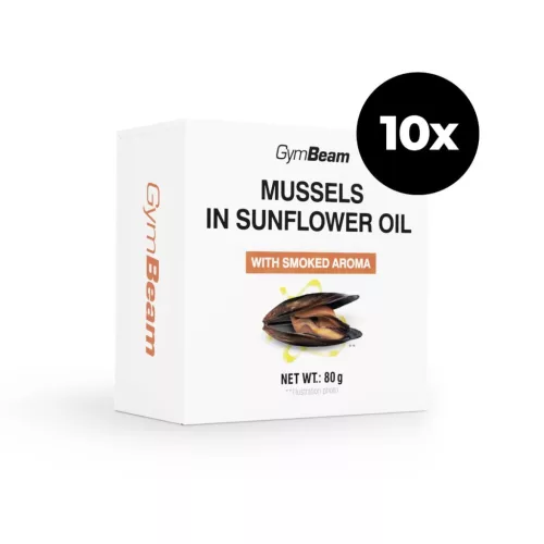 Kagyló napraforgóolajban füstölt aromával - 10 x 80 g - GymBeam