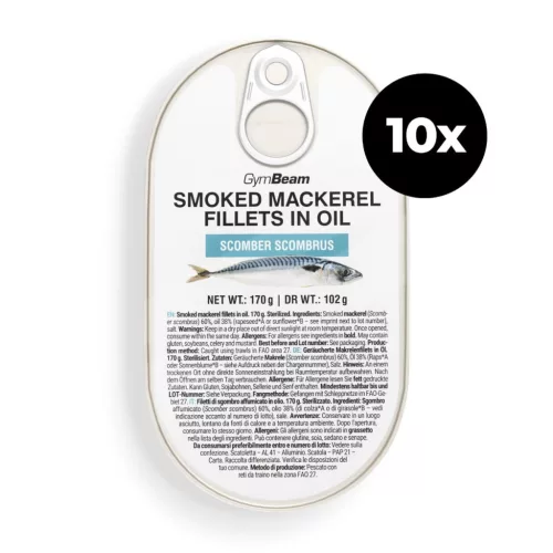 Füstölt makrélafilé olajban - 10 x 170 g - GymBeam