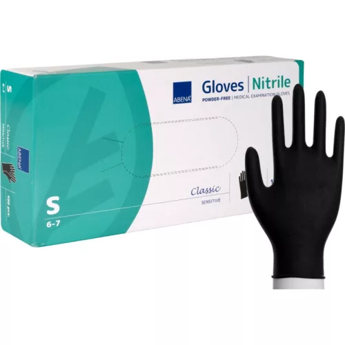 Nitril vizsgáló kesztyű - fekete S- 100db (púdermentes)