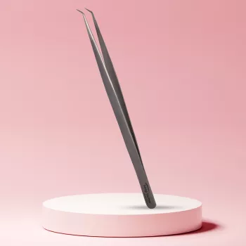   Long Lashes szempilla csipesz, keskeny hajlított - ezüst, 14cm