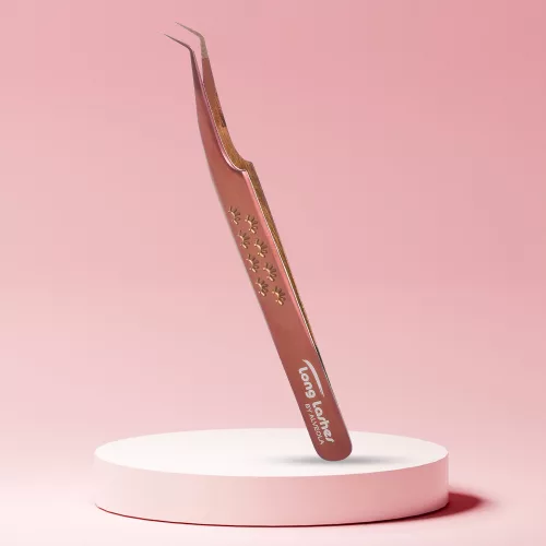 Long Lashes Pro Fiber Volume csipesz - Keskeny fejű, Bronz
