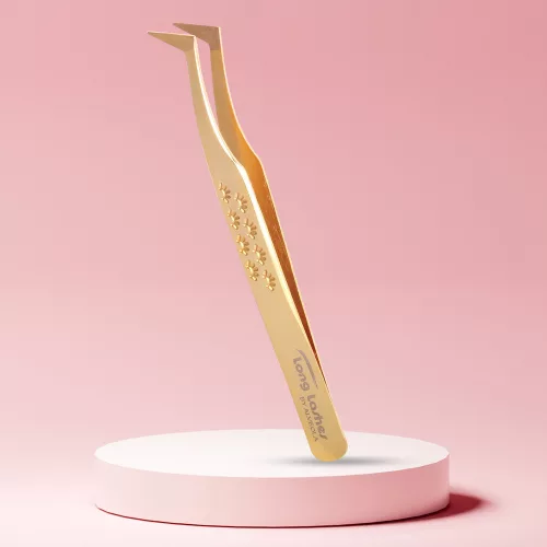 Long Lashes Pro Fiber L- alakú Volume csipesz - Arany