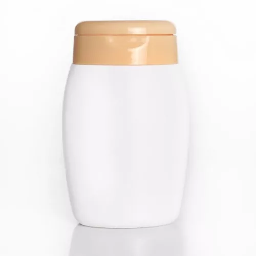 Flakon fehér, barack színű kupakkal 100ml